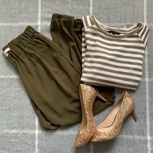 Green Stripe Top by Banana Republic